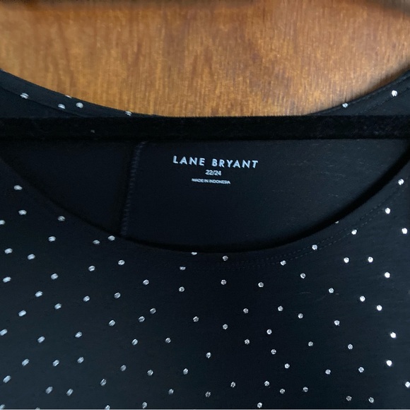 LANE BRYANT SWING LONG SLEEVE SPARKLE CREW NECK TEE 22-24 BLACK SILVER NEW - Picture 3 of 4